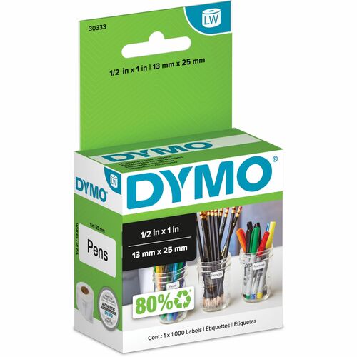 Dymo  Labels,Multipurpose,Self-adhesive,1/2"x1",1000/BX,WE-DYM30333