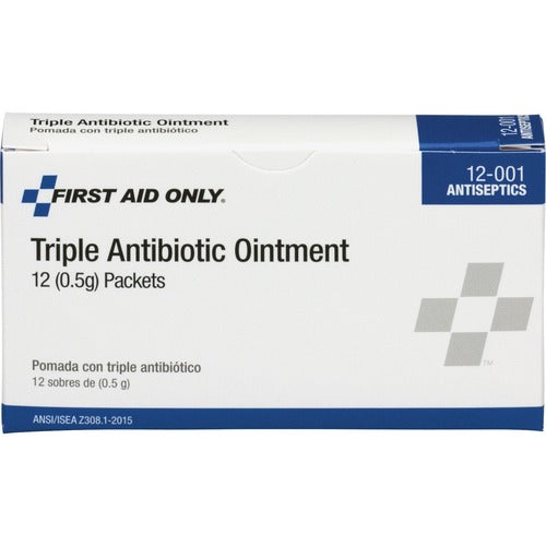 First Aid Only, Inc  Triple Antibiotic Ointment, 0.5g, 12/Box, White-FAO12001