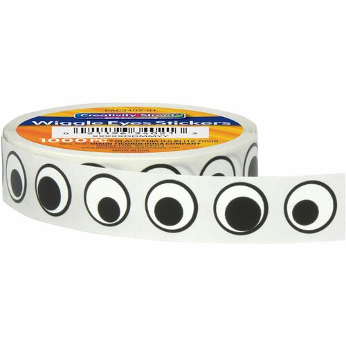 Pacon  Wiggle Eyes, 1/2", 1000/PK, Black/White