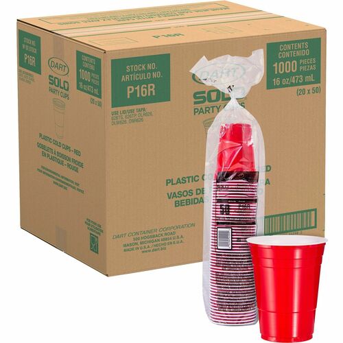 Solo Cup Company  Party Cups, Plastic, 16oz., 20PK/CT, Red