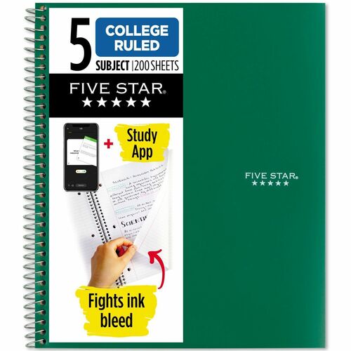 Mead  5-Subject Notebook, College-Ruled, 8-1/2"x11", GN
