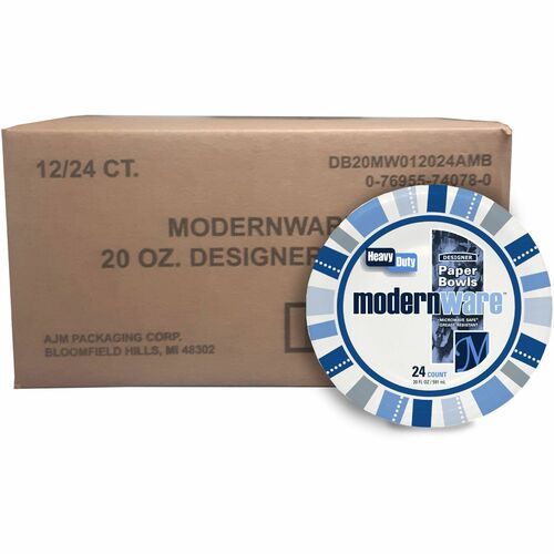Ajm Packaging Corporation  Modernware Paper Bowls, Hvy-Dty, 20oz.,24/PK,12PK/CT,MI