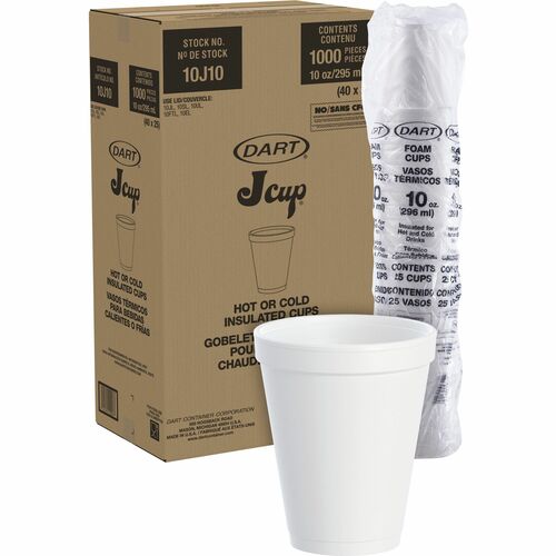Dart Container Corp  Cups, Hot/Cold, Foam, 10 oz, 25/BG,40BG/CT,WE