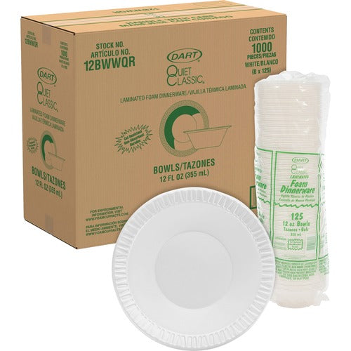 Dart Container Corp  Bowls, Foam Plastic, 10-12oz., Round, 1000/CT, White