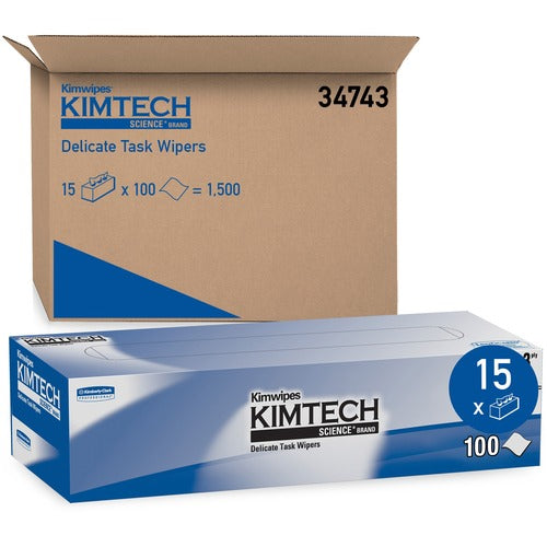 Kimberly-Clark Professional  Kimwipes Delicate Task Wipers, 3-Ply, 100 Shts, 15BX/CT, WE