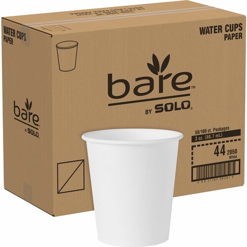 Solo Cup Company  Water Cups, Treated Paper, 3 oz, 5000/CT, White