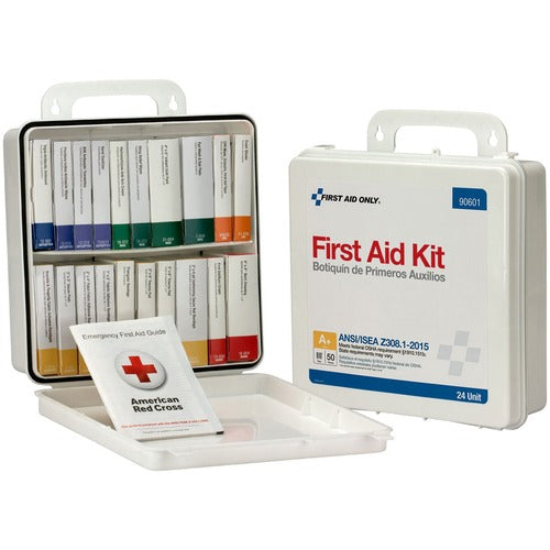 First Aid Only, Inc  Ansi Unit First Aid Kit, 50 Person, 24 Pieces, White-FAO90601