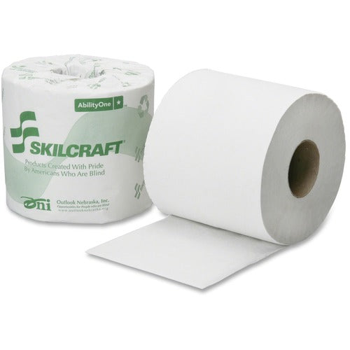 SKILCRAFT  PCT Toilet Tissue, 1-Ply, 4"x3-3/4", 1000Shts, 96/CT, WE