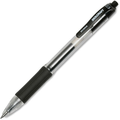 SKILCRAFT  Gel Pen Retractable, Fine Pt, 1 Dozen, BK Ink