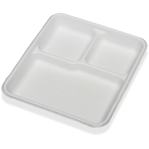 SKILCRAFT  Plates,Disposable,3-Compartment,Rect,8"x10"x7/8",500/CTWE