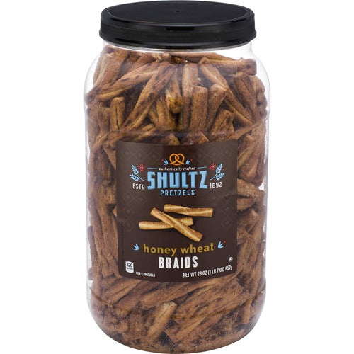 Office Snax  Honey Wheat Braided Pretzels, Black/White
