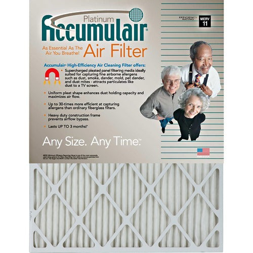 Filters Now, LLC  Platinum Air Filter, 18"x25"x1", 4/CT, White-FLNFA18X254