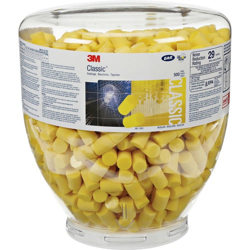 3M  Classic Earplugs, Uncorded, NRR: 29, 500PR/Bottle, Yellow