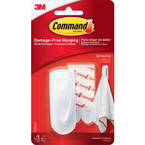 3M  Spring Clip, w/Adhesive, 1 Clip/2 Strips, WE