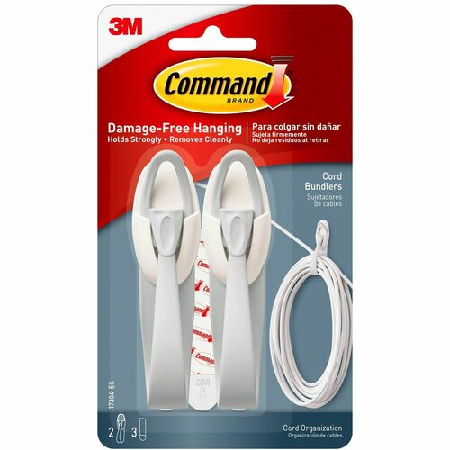 3M  Cord Bundlers,w/Adhesive,2 Bundlers,3 Medium Strips,WE