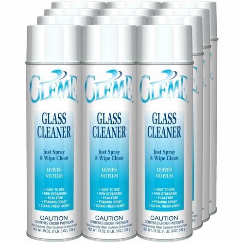 Claire Manufacturing Co  Glass Cleaner Spray, Foaming, 19oz, 12/CT, White