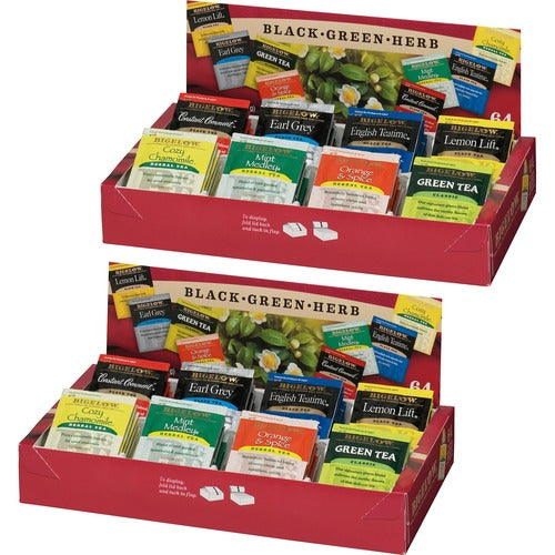 Bigelow  Tea Tray Packs, 8 Assorted Teas,64/BX,2BX/BD, Multi