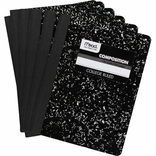 Mead  Composition Books, Sewn, 7-1/2"x9-3/4", 12/CT, BK Marble