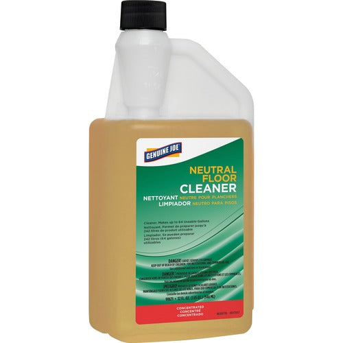Genuine Joe  Floor Cleaner, Concentrated, Neutral pH, 32 oz, Yellow-GJO99671