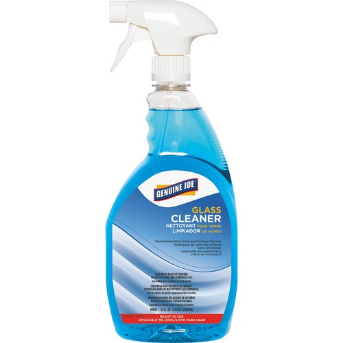 Genuine Joe  Glass Cleaner, Non-ammoniated, Spray Bottle, 32 oz, Blue-GJO99681