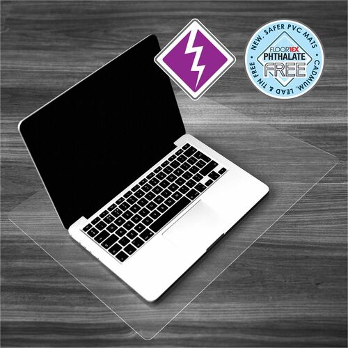 FloorTex  Desk Pad, Anti-static, PVC, Desktex, 24"Wx19"D, Clear-FLRFPDE31924V