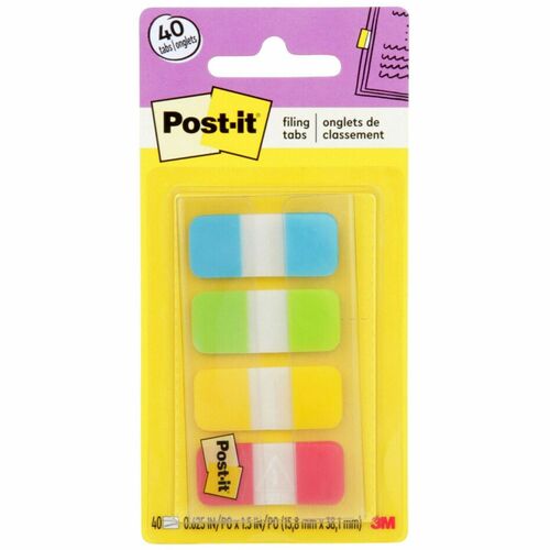 3M  Post-it Tabs, Self-Stick, 5/8", 40/PK, Assorted Bright