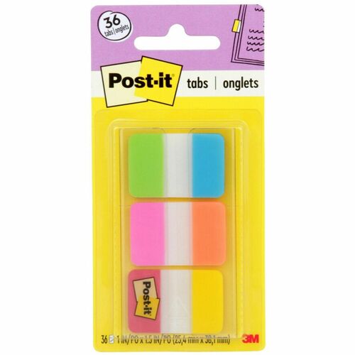 3M  Post-it Tabs,Poly,Self-stick,1", 36/PK,Alternating Colors