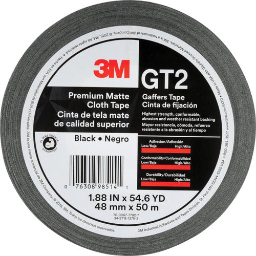 3M  Matte Cloth Tape, 1-9/10"x163-4/5', 11 mil, BK