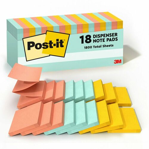 3M  Post-it Refill Notes,Pop Up,3"x3",100Sht,18/PK,Marseille AST