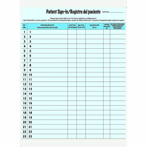 Tabbies  Sign-In Forms, Removable Strips, 8-1/2"Wx11"H, 125/PK, BE