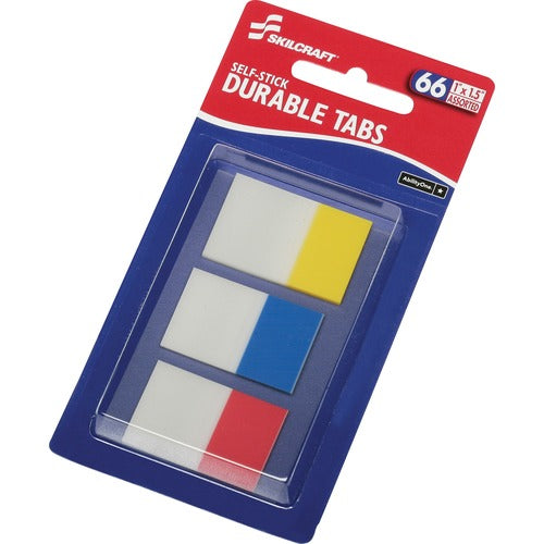 SKILCRAFT  Durable Tabs, Self-Stick, 1"x1-1/2", 66/PK, AST