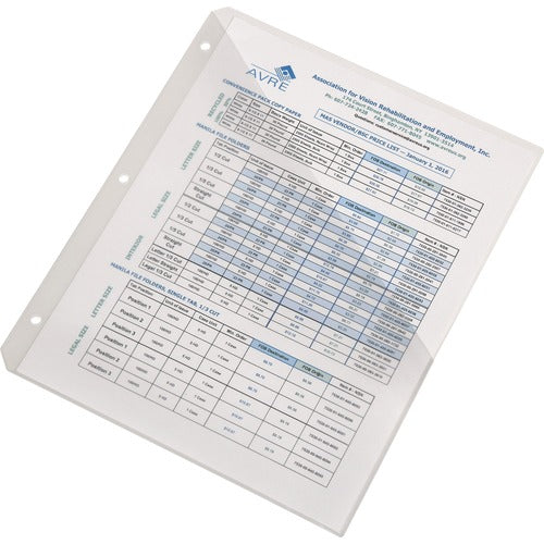 SKILCRAFT  File Jackets, Poly, 3HP, w/Slash Pockets, 5/PK, Clear