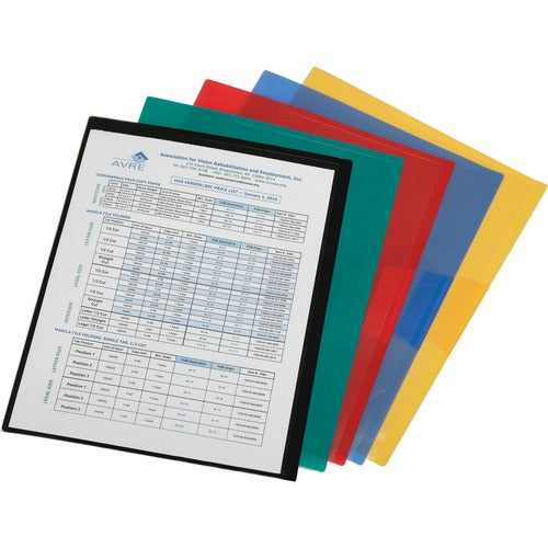 SKILCRAFT  File Jackets,Poly,9-1/4"x11-3/4",5/PK,Clear Front/AST Back