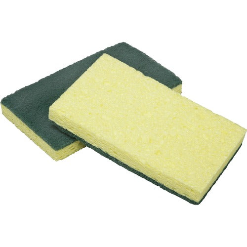 SKILCRAFT  Scrubber Sponge, 2-3/4"x4-1/2", 3/4" Thick, 3/PK, YW/GN