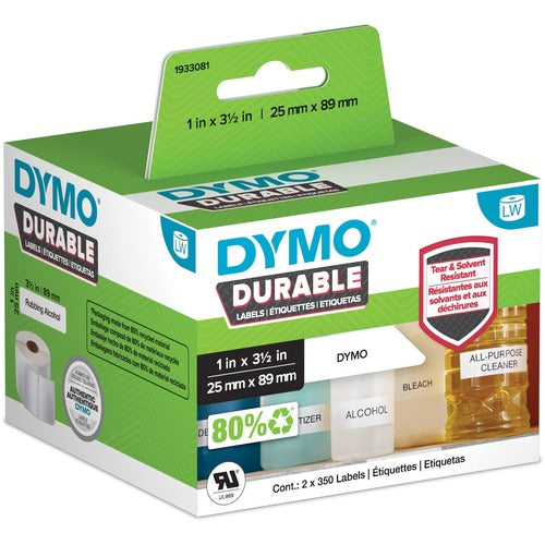 Dymo  Labels, LW, Durable, 700 Labels, 3-1/2"Wx1"H, White-DYM1933081
