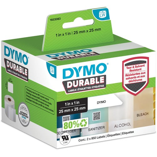 Dymo  Labels, LW, Durable, 1700 Labels, 1"Wx1"H, White-DYM1933083