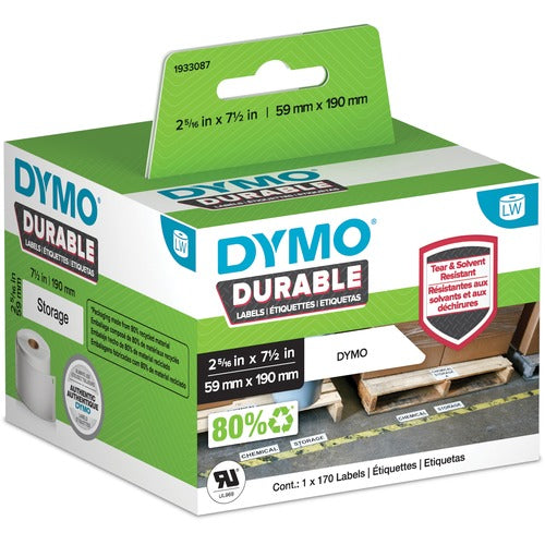 Dymo  Labels, LW, Durable, 170 Labels, 7-1/2"Wx2-5/16"H, White-DYM1933087