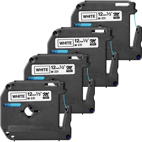 Brother  Labeling Tape, Nonlaminated, 1/2" Size, 4/BD, Black/Silver