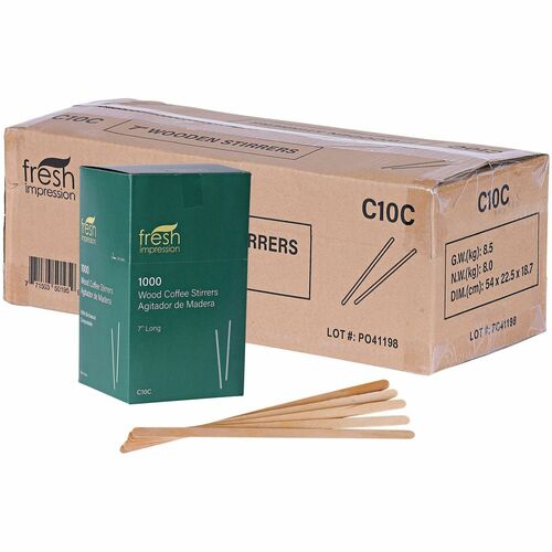 Eco-Products  Stir Sticks,Wooden,7" long,1000/PK,10PK/CT,Woodgrain-ECONTSTC10CCT