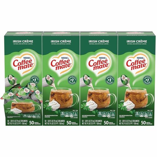 Nestle USA  Creamer, Liquid, Irish Creme, 0.38oz Singles, 200/CT, White