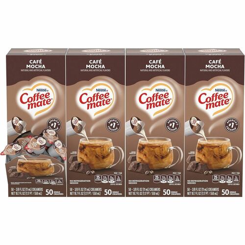 Nestle USA  Creamer, Liquid, 0.38 oz Singles, 200/CT, Cafe Mocha