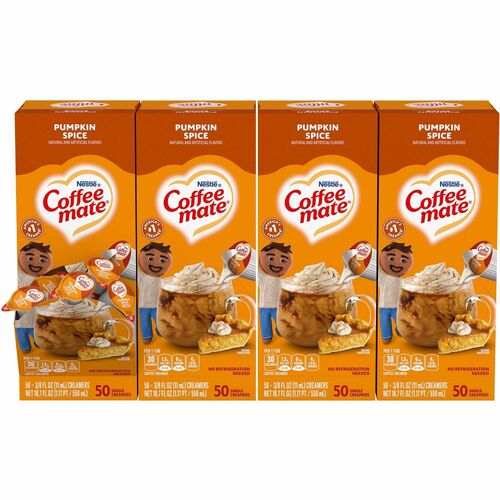 Nestle USA  Creamer, Liquid, 0.38oz Singles, 200/CT, Pumpkin Spice
