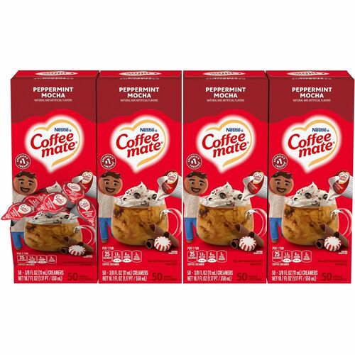Nestle USA  Creamer, Liquid, 0.38 oz Singles, 200/CT, Mocha Peppermint