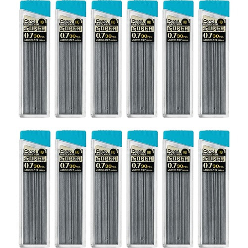 Pentel  Hi-Polymer Lead, 0.7 mm, Medium, 30/Tube 12TB/BX, HB/BK