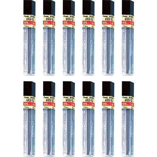 Pentel  Hi-Polymer Lead, 0.5 mm, Fine, 12/Tube, 12TB/BX, HB/Black