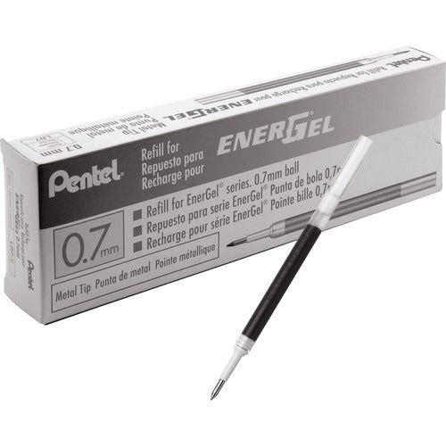 Pentel  Gel Pen Refills, f/EnerGel, 0.7mm, Fine, 12/BX, Black Ink