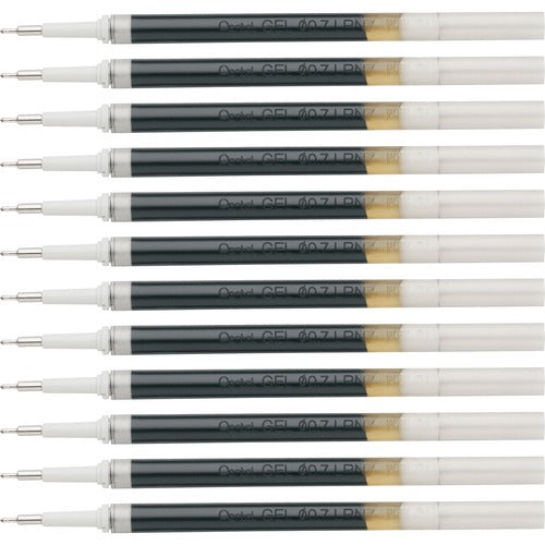 Pentel  Gel Pen Refills, f/EnerGel, 0.7mm, Needle Tip, 12/BX, BK Ink