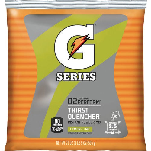 Quaker Foods  Gatorade Mix,2-1/2 Gal Yld/Pouch,21oz,32/CT, Lemon Lime