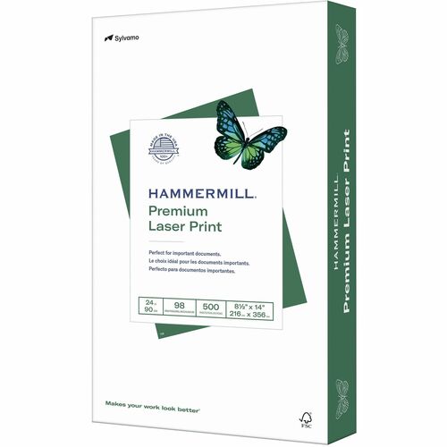 Hammermill  Laser Print Paper,24 lb.,98 GE, 8-1/2"X14", 500 Sht/RM, WE-HAM104612