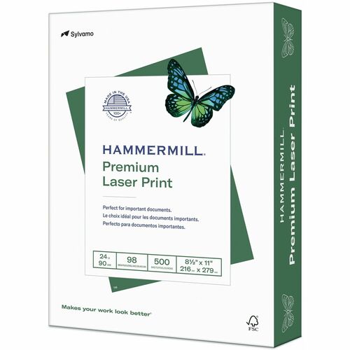 Hammermill  Laser Print Paper,24 lb., 98 GE, 8-1/2"x11", 500 Sht/RM, WE-HAM104604